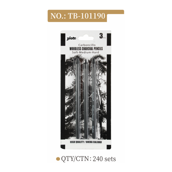 Woodless Charcoal Pencils  (Soft/Medium/Hard)