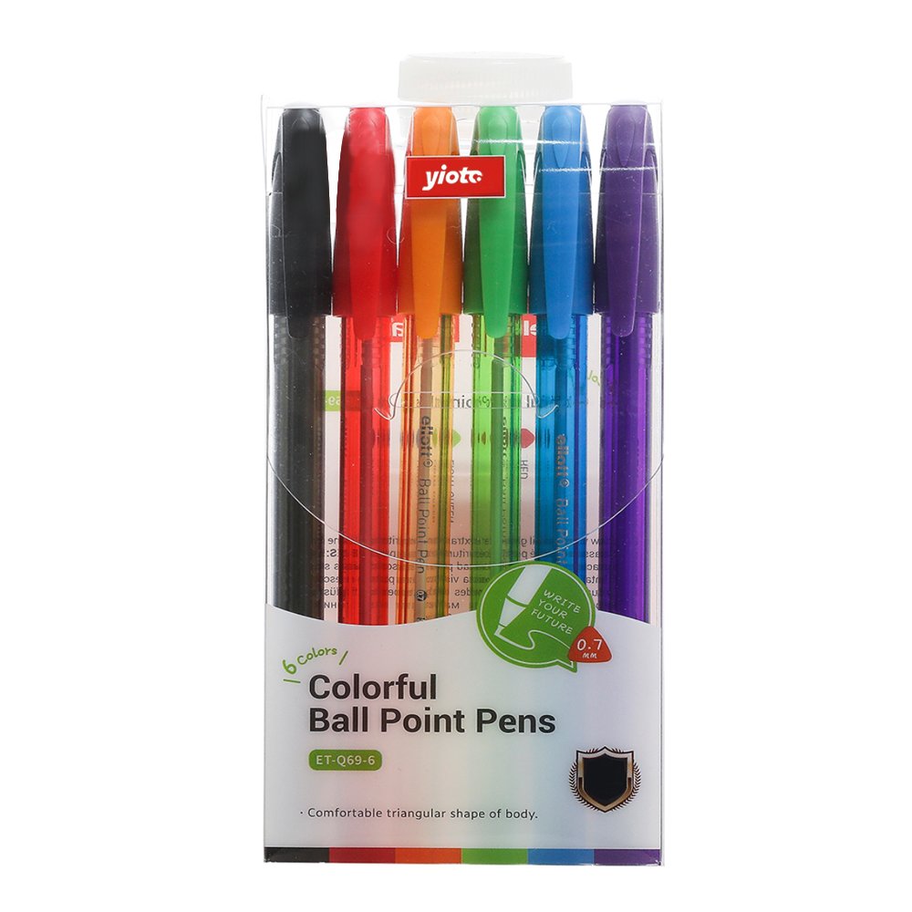 9 Colorful Ball Point Pens - Image 1